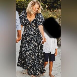 Abercrombie & Fitch Hardware Drama Puff Sleeve Maxi Dress Size Large Tall